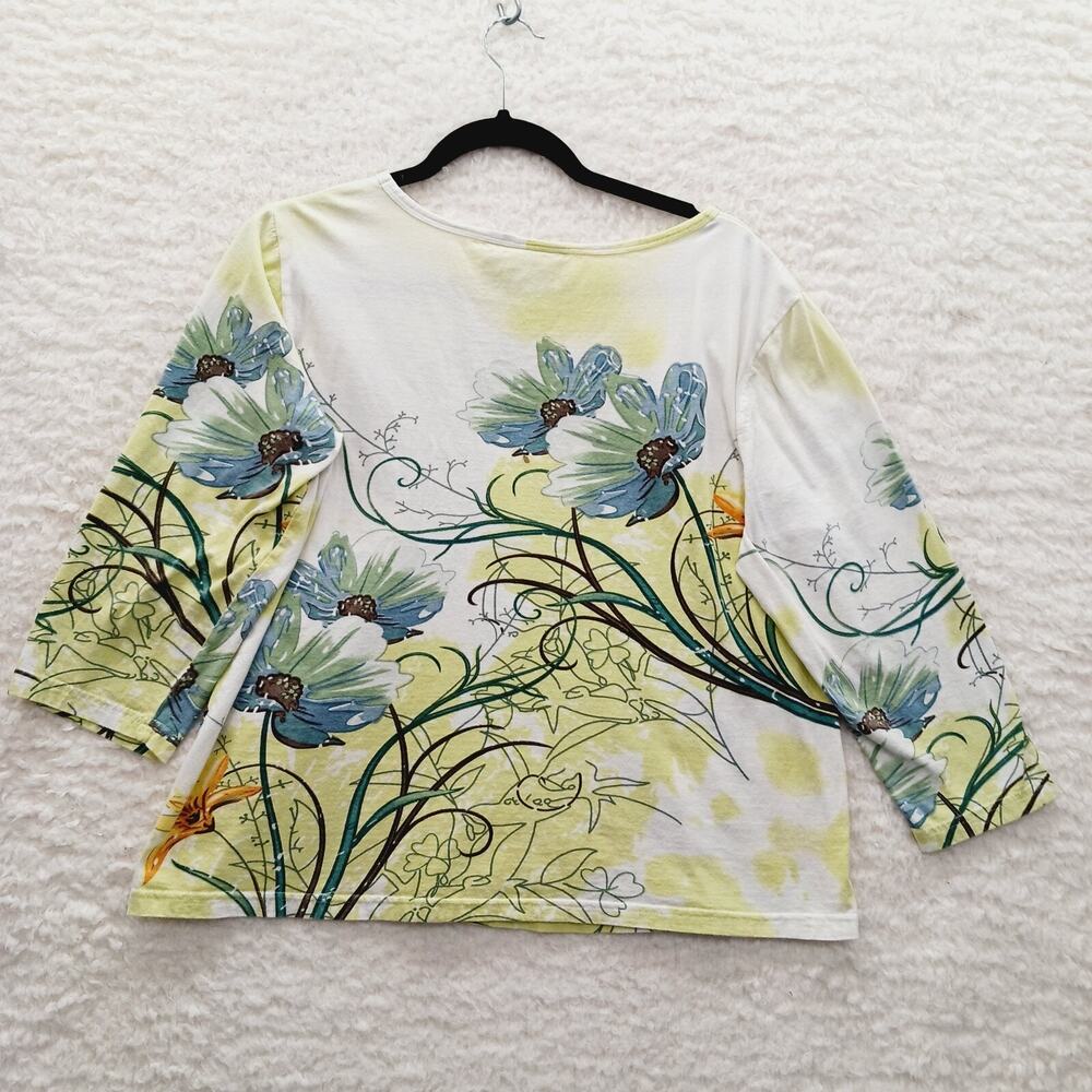 T-Shirt Daylily Sequin Art Nouveau Bloomcore Garden Party Whimsycore Y2K Size L - Picture 2 of 13